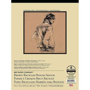 Bee Paper Brown Recycled Rough Sketch Pad 9" x 12" - (50 Sheets, 70lb)