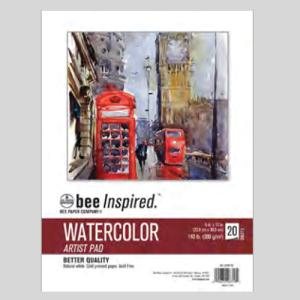 Bee Inspired Artist Watercolor Pad 9"x12" 140lbs, 20 Sheets, Top Tape Bound BEE-92066T20