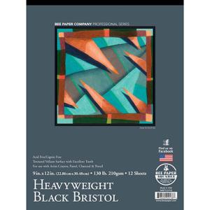 Bee Paper Heavyweight Black Bristol Pad 9" x 12" - (12 Sheets, 130lb)