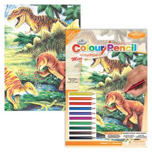 Colored Pencil By Number Mini Art Kit- Dinosaurs
