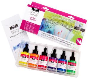 Royal Langnickel Essentials Acrylic Art Inks - (6 Pack) Neon Colors