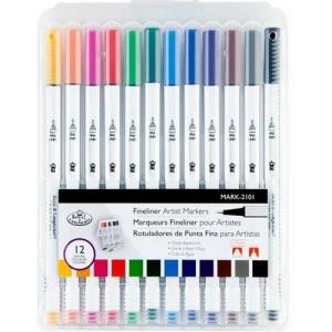 Royal Langnickel Assorted Fineliner Artist Markers 12ct   MARK-2101