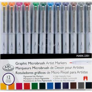 Royal Langnickel Graphic Illustration Microbrush Artist Marker Set - Assorted 12ct   MARK-2301