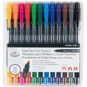 Royal Langnickel Dual-Tip Artist Marker 12ct Set : Fineliner/Pointed Round MARK-2401
