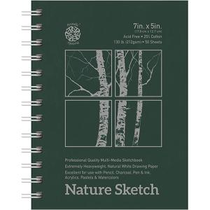 Pentalic Multi-Media Nature Sketch Book 5" x 7" - (50 Sheets, 130lb)