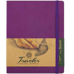 Pentalic Traveler Pocket Journal 4" x 6" - (160 Pages, 74lb) Sketch, Purple