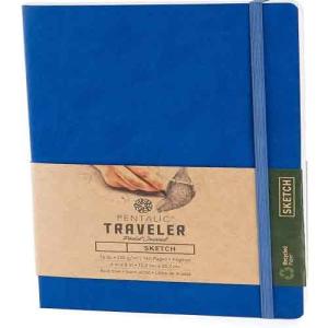 Pentalic Traveler Pocket Journal 6" x 8" - (160 Pages, 74lb) Sketch, Bright Blue