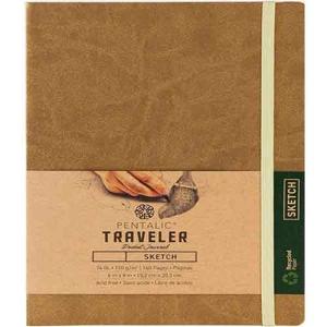 Pentalic Traveler Pocket Journal 6" x 8" - (160 Pages, 74lb) Sketch, Metallic Gold