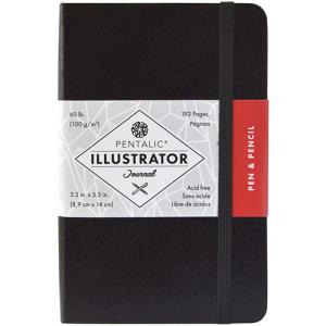 Pentalic Illustrator Journal 3.5" x 5.5" - (192 Pages, 60lb) Pen & Pencil, Black