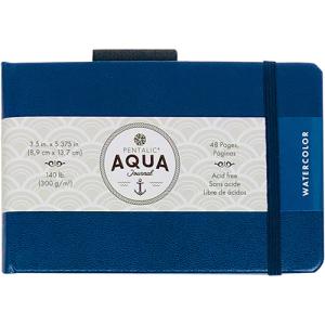Pentalic Aqua Watercolor Journal 3.5" x 5.375" - (24 Sheets, 140lb)