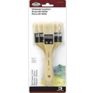 Royal Langnickel 3 Pack Soft Goat Hair Wash Short Handle - 1 Inch,2 Inch,3 Inch