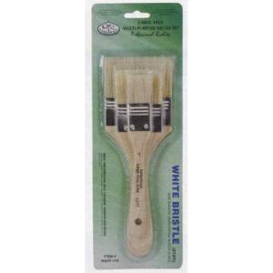 Royal Langnickel 3 Pack White Bristle Short Handle - 1 Inch,2 Inch,3 Inch