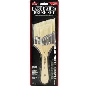 Royal Langnickel 3 Pack Angular White Bristle Short Handle Large Area Brush Set - 1 Inch,2 Inch,3 Inch