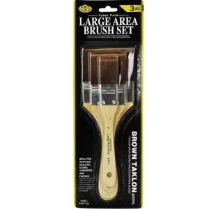 Royal Langnickel 3 Pack Brown Taklon Short Handle Large Area Brush Set - 1 Inch,2 Inch,3 Inch