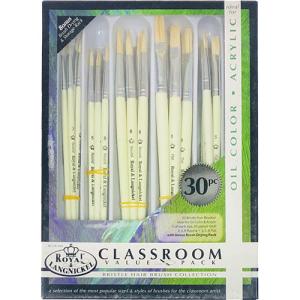 Royal Langnickel Brush Classpack Value Pack - (30 Pack) Bristle Hair for Oil & Acrylic