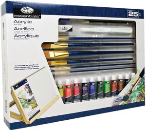 Royal Langnickel Essentials Acrylic Art Set with Large Flat Table Easel - 25pc  REA5504