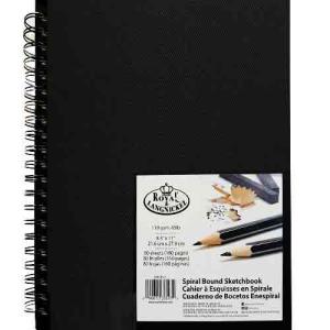 Royal & Langnickel Spiral Bound Black Sketchbook 11x14, 65lbs, 80 sheets