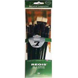 Royal Langnickel Regis Natural White Bristle Long Handle Brush Set- 7pc Brights