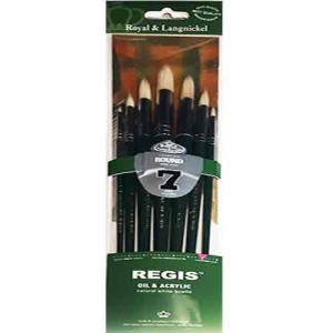 Royal Langnickel Regis Natural White Bristle Long Handle Brush Set- 7pc Rounds