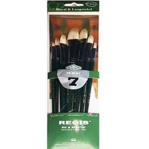 Royal Langnickel Regis Natural White Bristle Long Handle Brush Set- 7pc Filberts