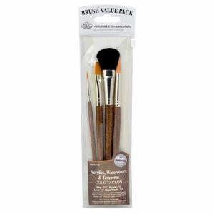 Royal Langnickel Gold Taklon Brush Value Pack With Mop- 4pc