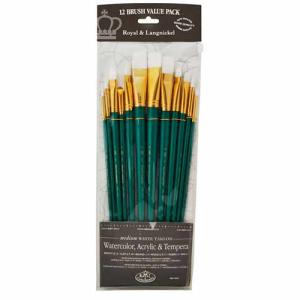 Royal Langnickel White Taklon Acrylic And Oil Brush Value Pack - 12pc