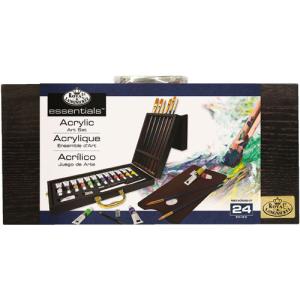 Royal Langnickel Essentials Acrylic Painting w/Premier Brushes Wooden Box Set - 24 pc RSET-ACR2020