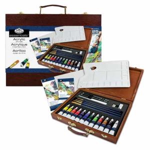 Royal Langnickel Essentials Acrylic Painting w/Canvas Panel Wooden Box Set - 25pc RSET-ACR2030 