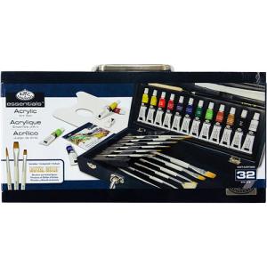 Royal Langnickel Essentials Acrylic Painting w/Premier Brushes Wooden Box Set - 32pc RSET-ACRY2000