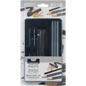 Royal Langnickel Essentials Small Tin Box Charcoal Sketching Art Set - (13 Pieces) RSET-ART2503