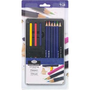 Royal Langnickel Essentials Small Tin Box Drawing Art Set - (13 Pieces) RSET-ART2504