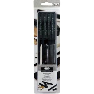 Royal Langnickel Essentials Tin Box Mini Charcoal Art Set - (10 Pieces)  RSET-ART2609