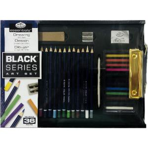 Royal Langnickel Essentials Clear Pallet Black Series Drawing Art Set - (35 Pieces) RSET-ART4103