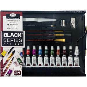 Royal Langnickel Essentials Clear Pallet Black Series Watercolor Art Set - (21 Pieces) RSET-ART4105