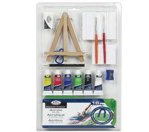 Essentials Mini Acrylic Painting Kit with Mini Easel - 16pc MS101