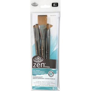 Royal Langnickel Zen Brush for All Media Variety Set - (5 Pack) Short Handle, Stroke