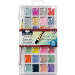 Royal Langnickel Essentials Watercolor Pans Art Set - (29 Pieces) Square Pearlescent  WAC-184
