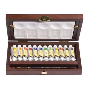 Rembrandt Professional Watercolor Tubes Set / Wooden Box -12x10ml Tubes + Accessories    05840015