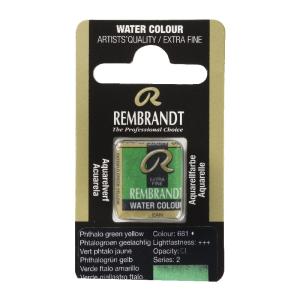 Rembrandt Professional Watercolor Half Pan - 681 Phthalo Green Yellow