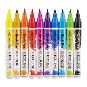 Royal Talens Ecoline Brush Pen Set of 10 Liquid Watercolor Pens –(10 Pack) Basic Colors 11509007