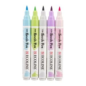 Royal Talens Ecoline Brush Pen Set of 5 Liquid Watercolor Pens –(5 Pack) Pastels 11509901