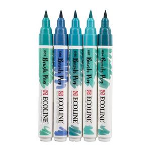 Royal Talens Ecoline Brush Pen Set of 5 Liquid Watercolor Pens –(5 Pack) Green Blues 11509909