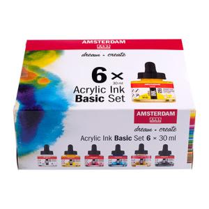 Royal Talens Amsterdam Acrylic Ink Basic 6 pack Set