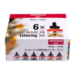 Royal Talens Amsterdam Acrylic Ink Lettering 6 pack Set