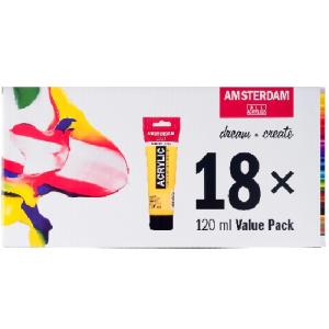 Royal Talens Amsterdam Acrylic Primary Set 4.1oz/120ml - (18ct)  17791918