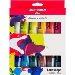 Royal Talens Amsterdam Acrylic Paint Set 0.67oz/20ml - (12 Pack) Landscape Series