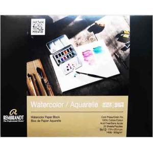 Rembrandt Watercolor Block Cold Press Fine 100% Cotton- 9"x12" (20shts)