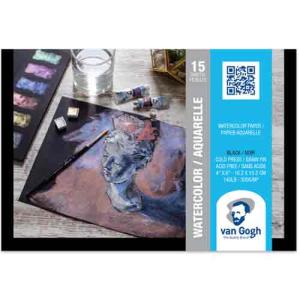 Royal Talens Van Gogh Water Color Paper Pad   4"x6" - Black Cold Press (15 Sheets, 140lb)