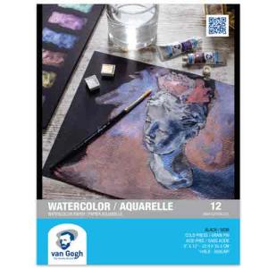 Royal Talens Van Gogh Water Color Paper Pad   9"x12" - Black Cold Press (12 Sheets, 140lb)