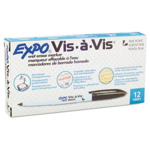 Expo Vis-a-Vis Fine Point Wet Erase Markers - (12 Pack) Black